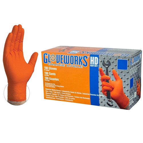 NITRILE 8MIL GLOVE ORANGE MED - Gloves